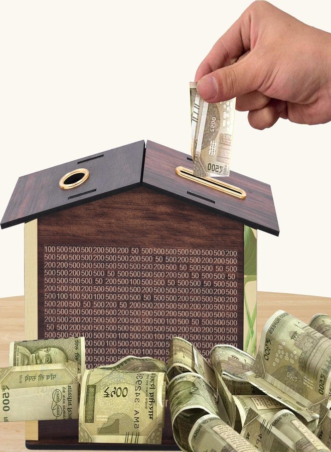 DEV STORE Wooden Money Saving Box | Cash Saver Money Box with Counting Target | ₹1,00,000 Savings Challenge Piggy Bank | Coin & Cash Bank for Boys, Girls and Adult | Durable & Eco-Friendly - Image 1